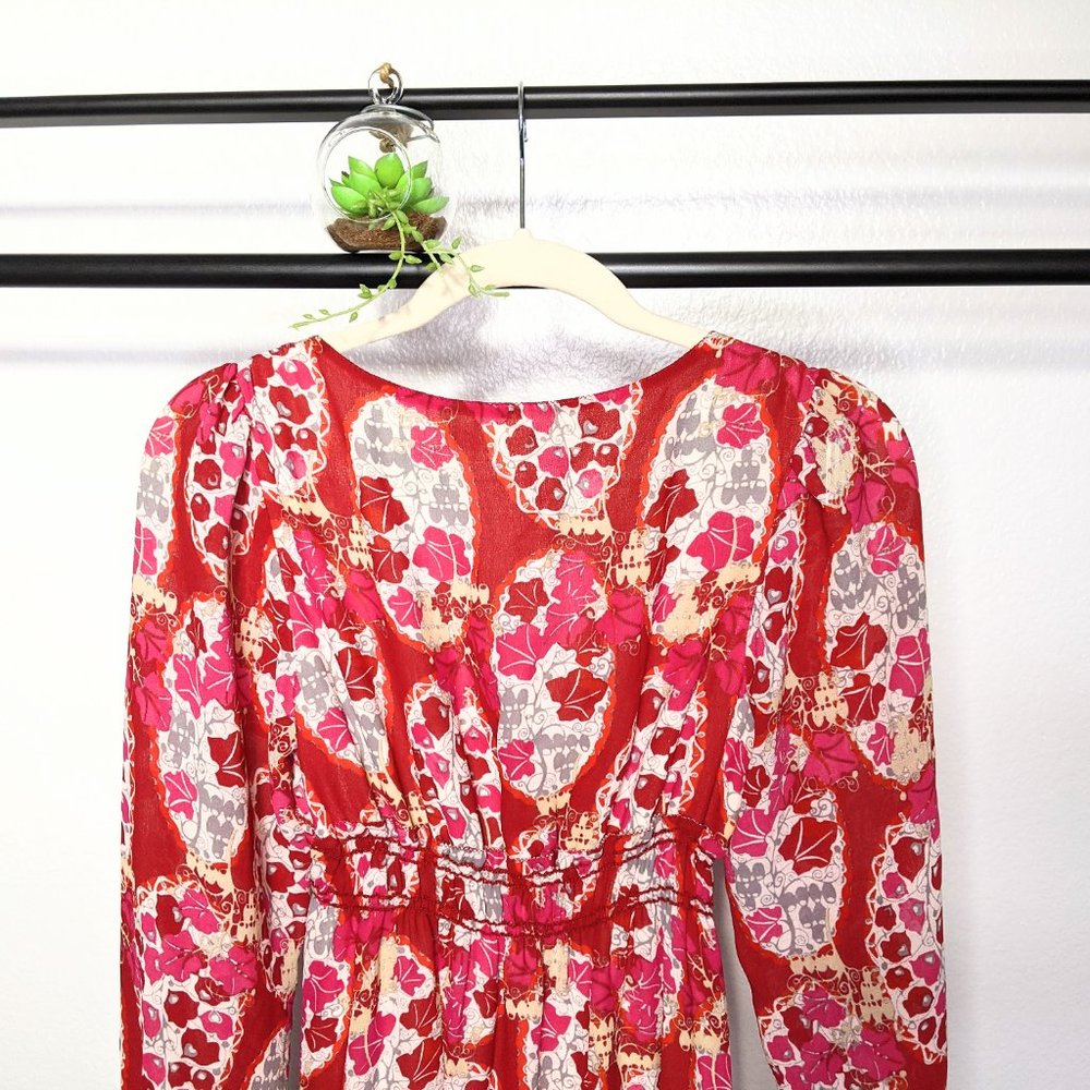 Chelsea & Violet Red Floral Puff Sleeve Maxi Dress - Picture 9 of 11